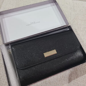 NEW Kate Spade Boxed Kenzie Medium Flap Phone Wristlet Wallet Black Small Bag